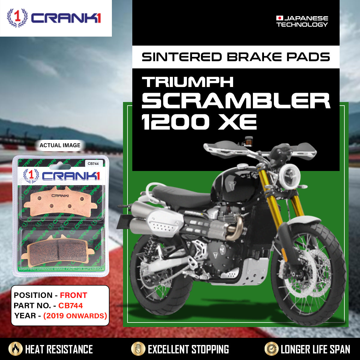 Sintered Brake Pads For Triumph Scrambler 1200 XE (2019 Onwards) - Front - CB744 - 2 Sets