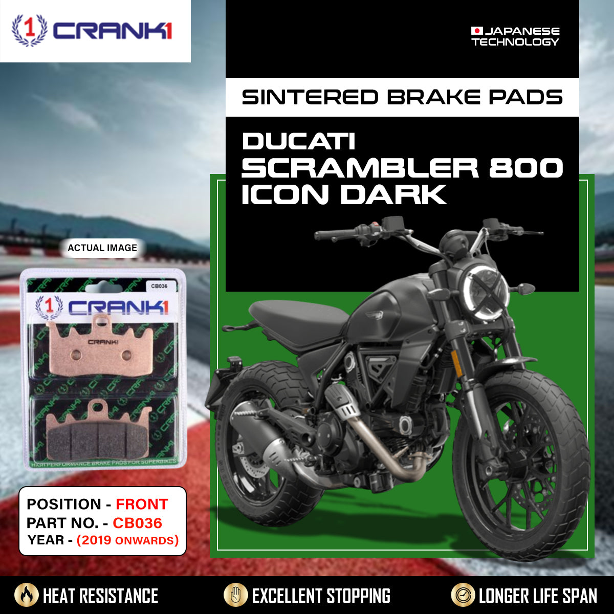 Sintered Brake Pads For Ducati Scrambler 800 / Icon / Dark (2019 Onwards) - Front - CB036 - 2 Sets