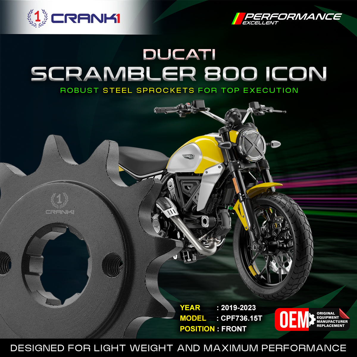 Sprocket For Ducati Scrambler 800 Icon (2019-2023) - Front - CPF736.15T