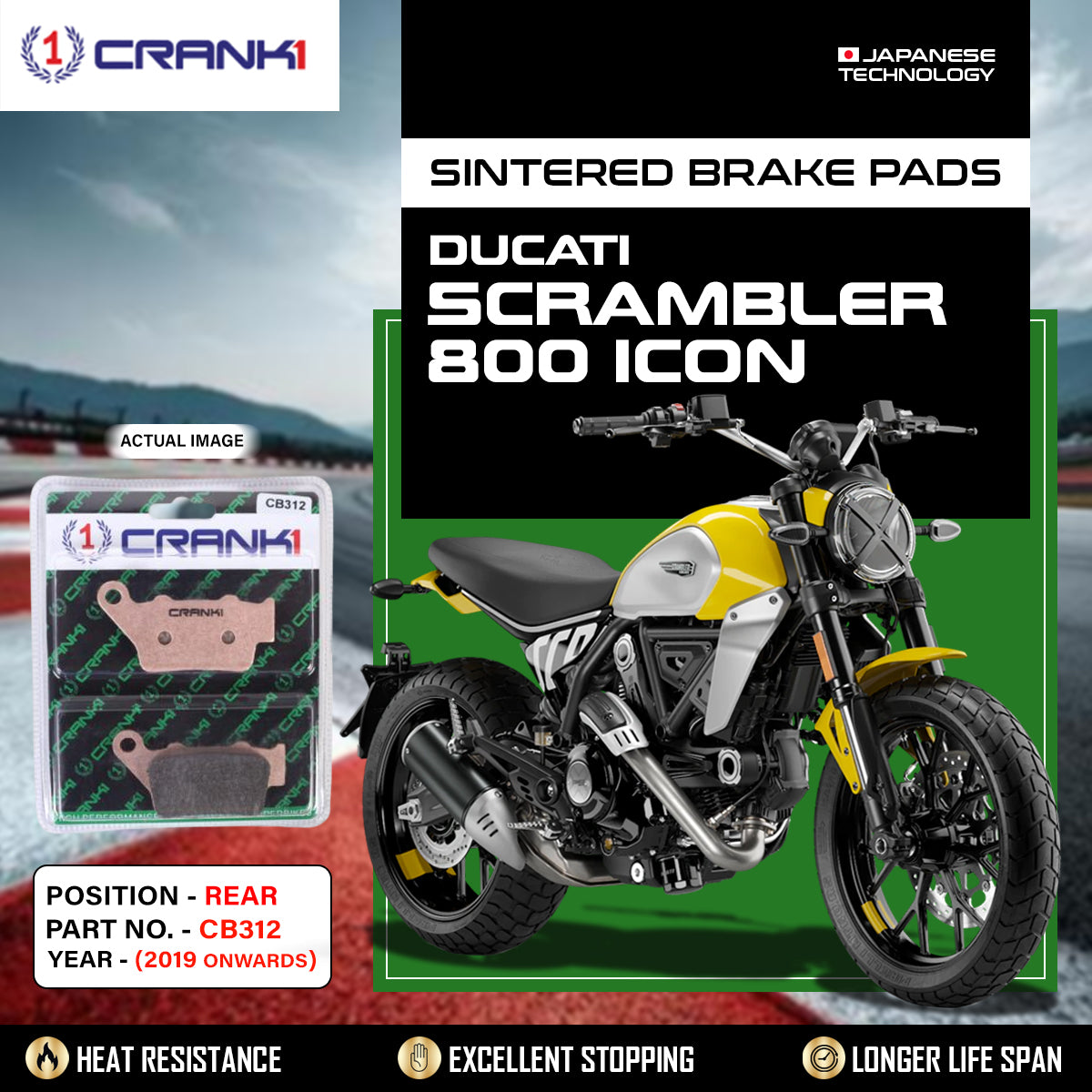 Sintered Brake Pads For Ducati Scrambler 800 Icon (2023 Onwards) - Rear - CB312