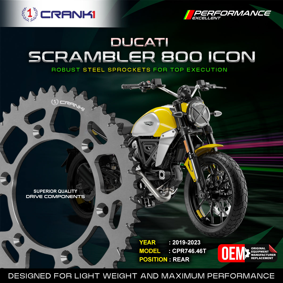 Sprocket For Ducati Scrambler 800 Icon (2019-2023) - Rear - CPR746.46T