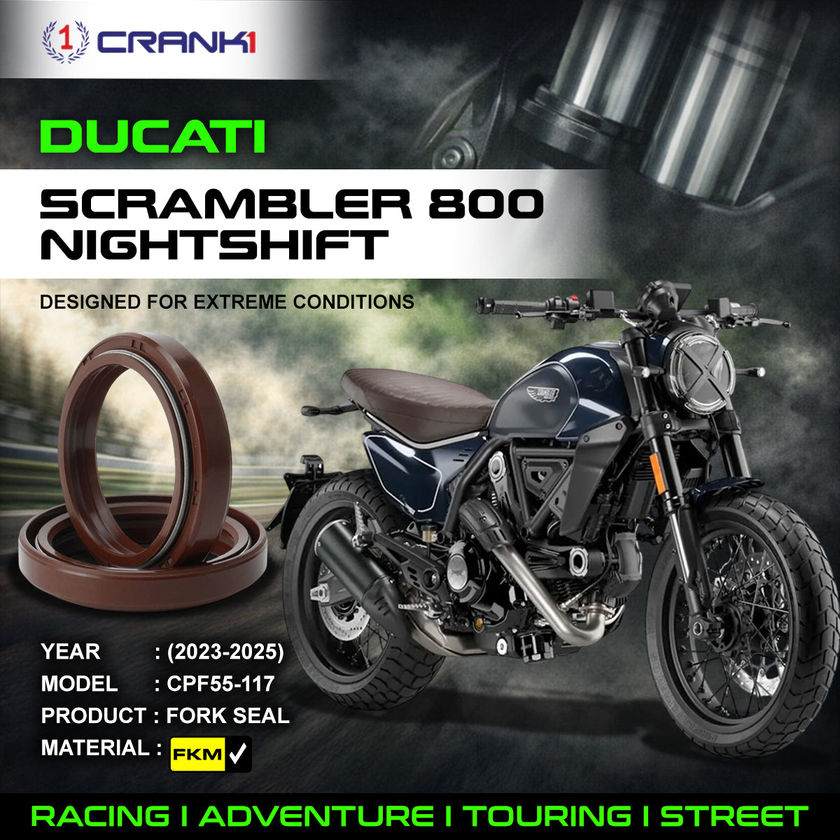 Fork Oil Seals Pair For Ducati Scrambler Nightshift	800 (2023-2025) - CPF55-117
