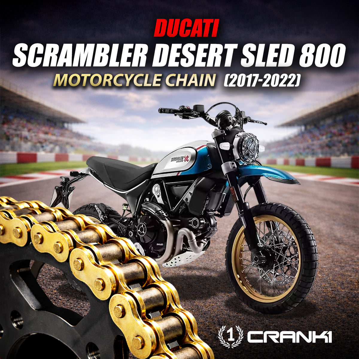 Chain For Ducati Scrambler Desert Sled 800 (2017-2022) - 520 Pitch x 106 Links Gold (ZVMX)