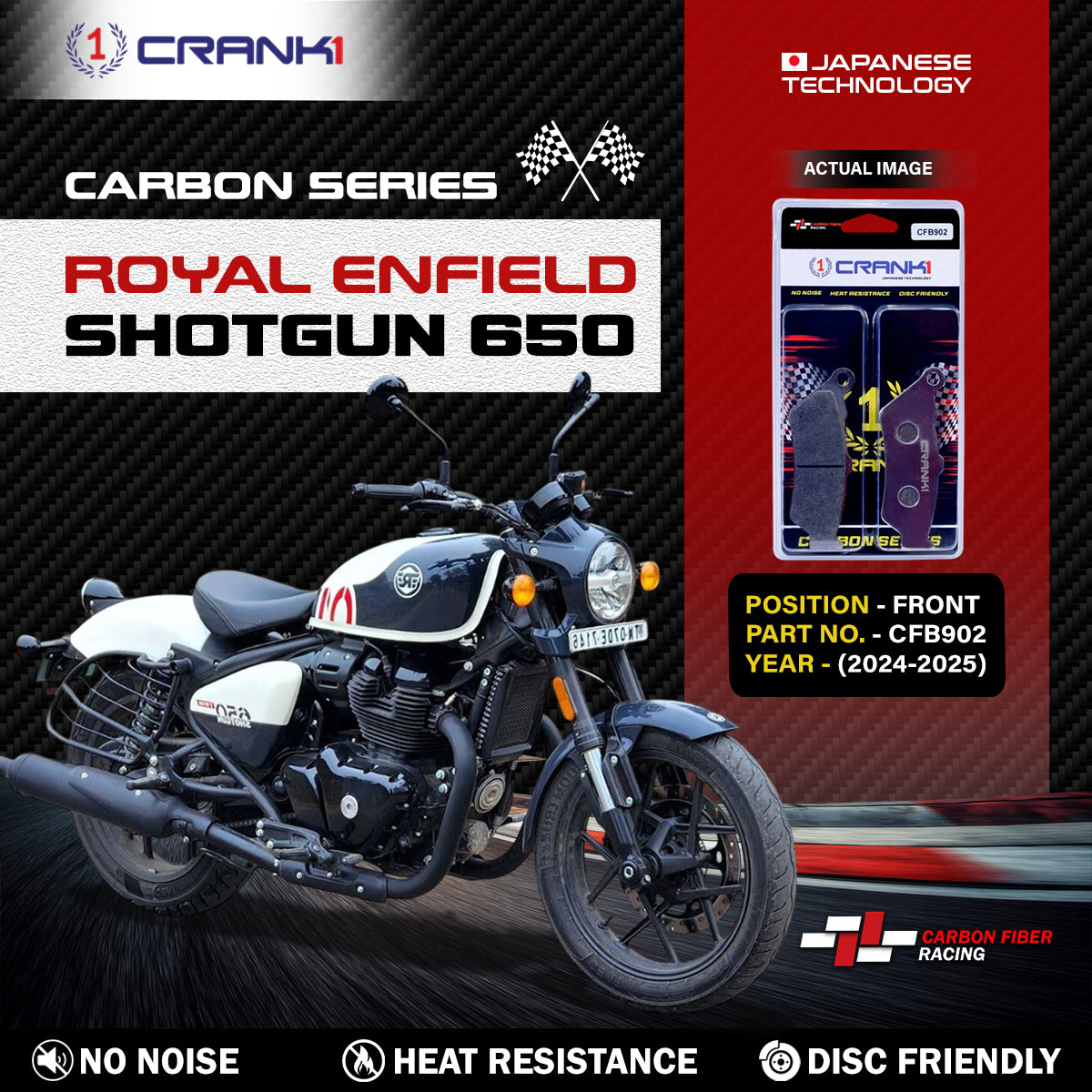 Carbon Brake Pads For Royal Enfield Shotgun 650 (2024-2025) - Front - CFB902