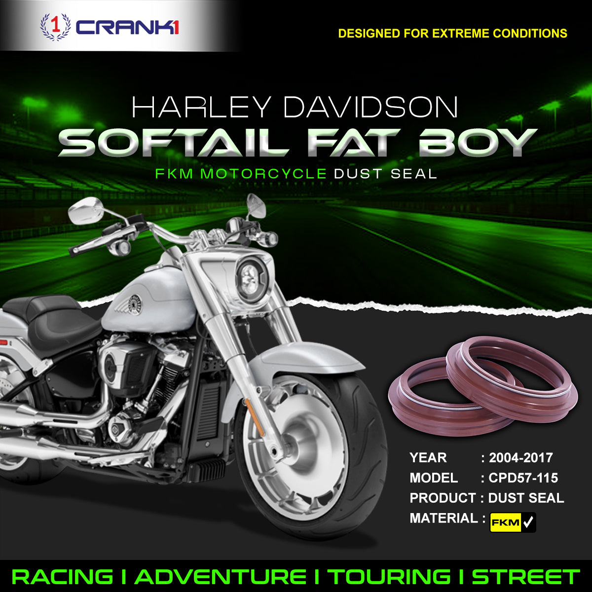 Fork Dust Seals Pair For Harley Davidson Softail Fat Boy (2004-2017) - CPD57-115