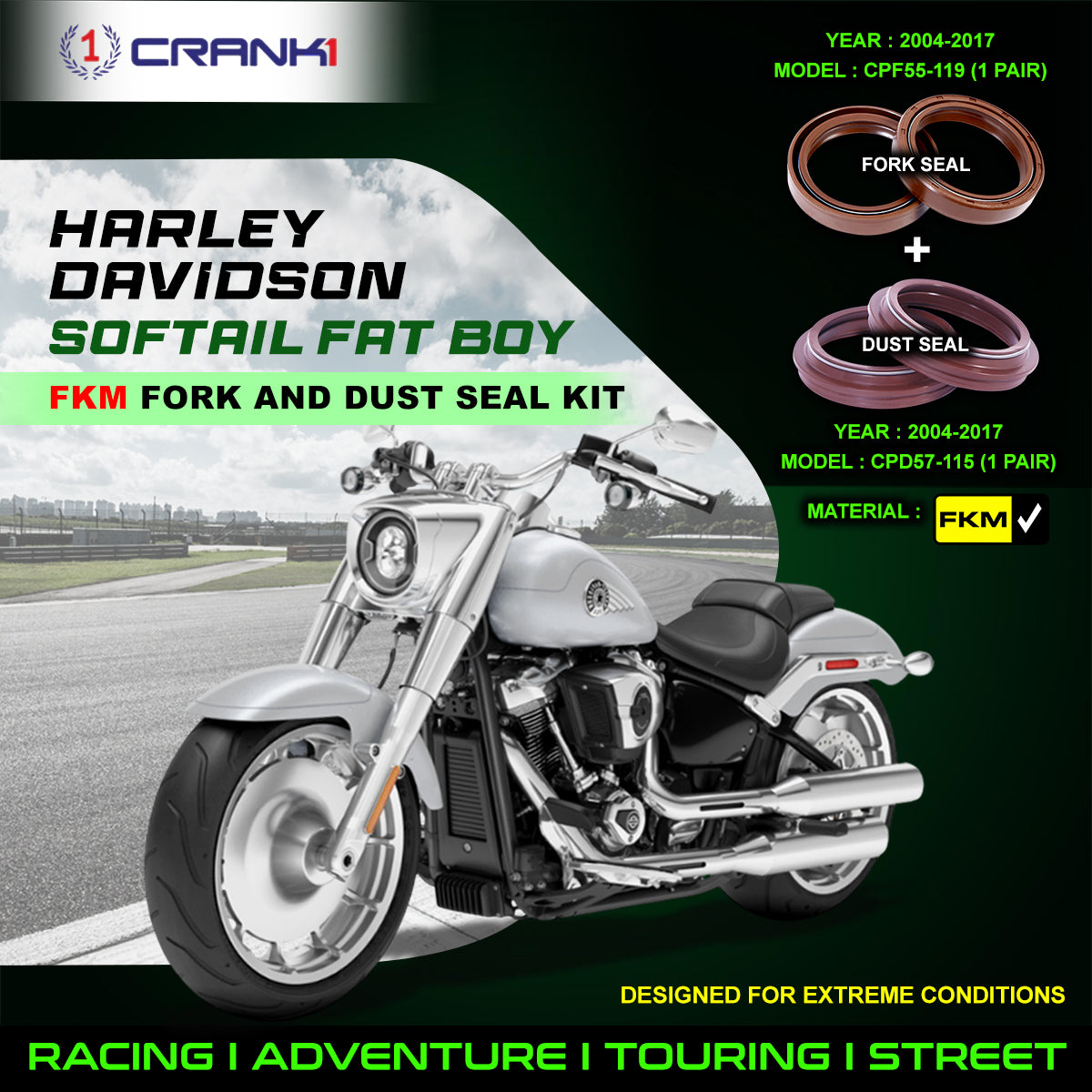 Fork And Dust Seals Kit For Harley Davidson Softail Fat Boy (2004-2017)