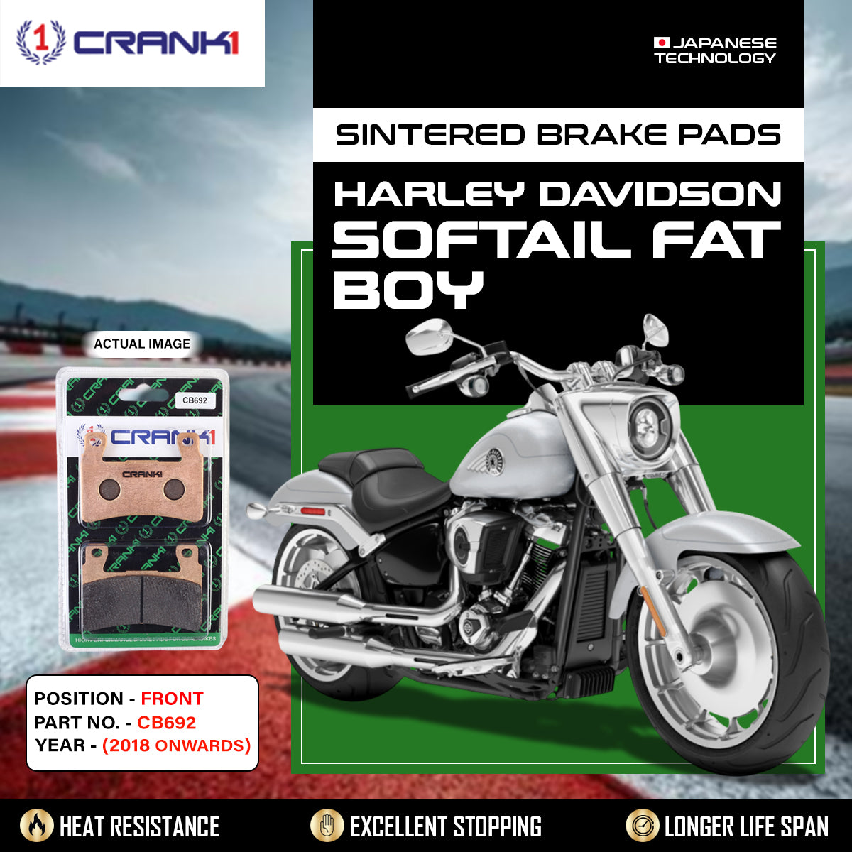 Sintered Brake Pads For Harley Davidson Softail Fat Boy (2018 Onwards) - Front - CB692