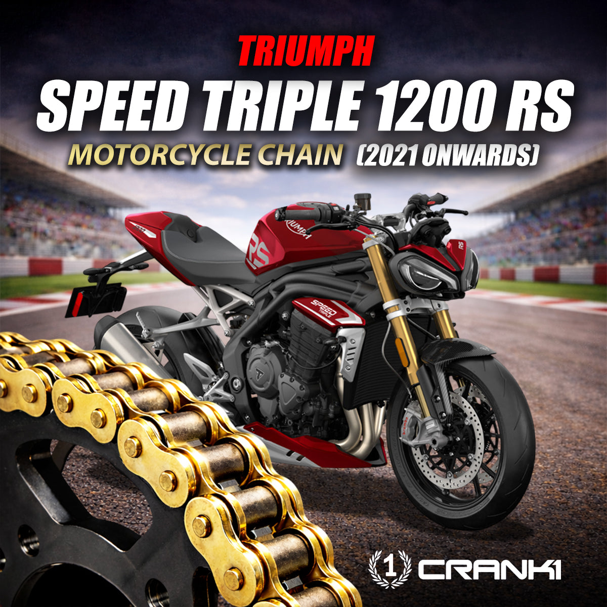 Chain For Triumph Speed Triple 1200 RS (2021 Onwards) - 525 Pitch x 118 Links Gold (ZVMX)
