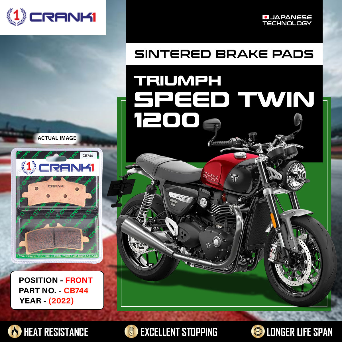 Sintered Brake Pads For Triumph Speed Twin 1200 (2022) - Front - CB744 - 2 Sets