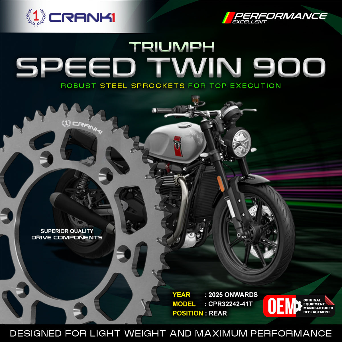 Sprocket For Triumph Speed Twin 900 (2025 Onwards) - Rear - CPR32242-41T