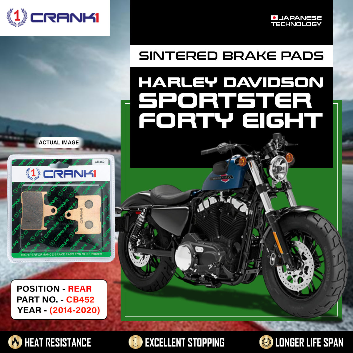 Sintered Brake Pads For Harley Davidson Sportster Forty Eight (2014-2020) - Rear - CB452