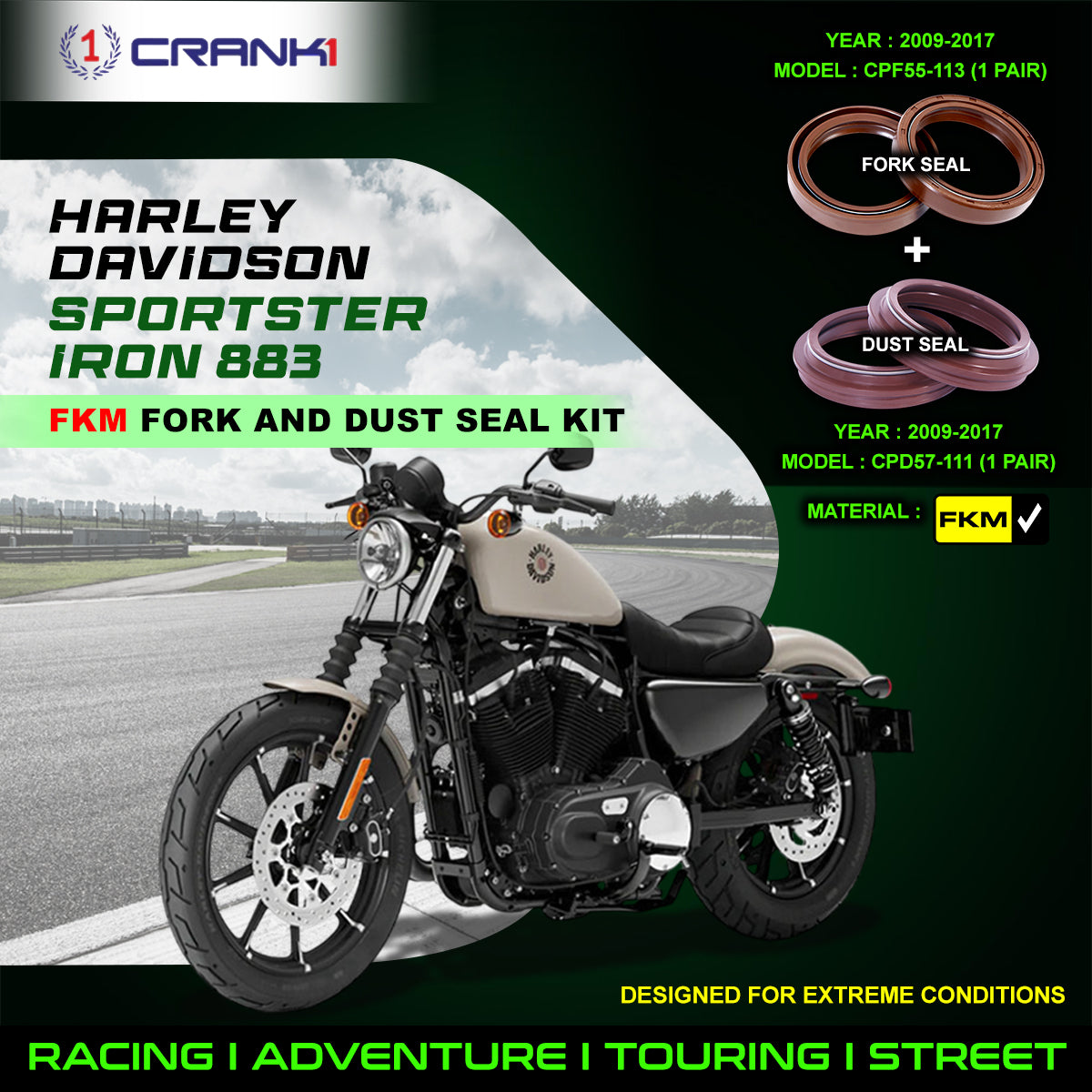 Fork And Dust Seals Kit For Harley Davidson Sportster Iron 883 (2009-2017)