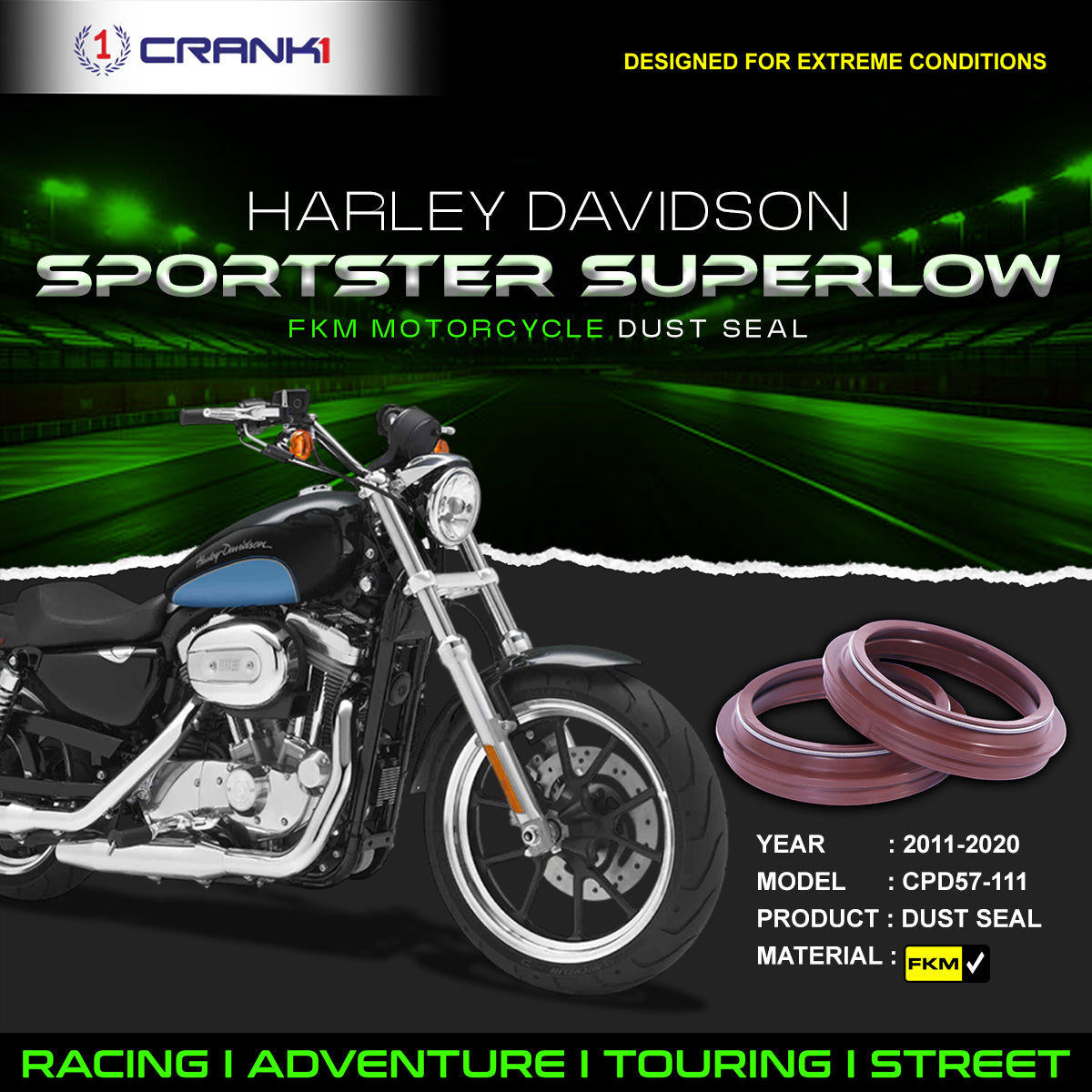 Fork Dust Seals Pair For Harley Davidson Sportster SuperLow (2011-2020) - CPD57-111