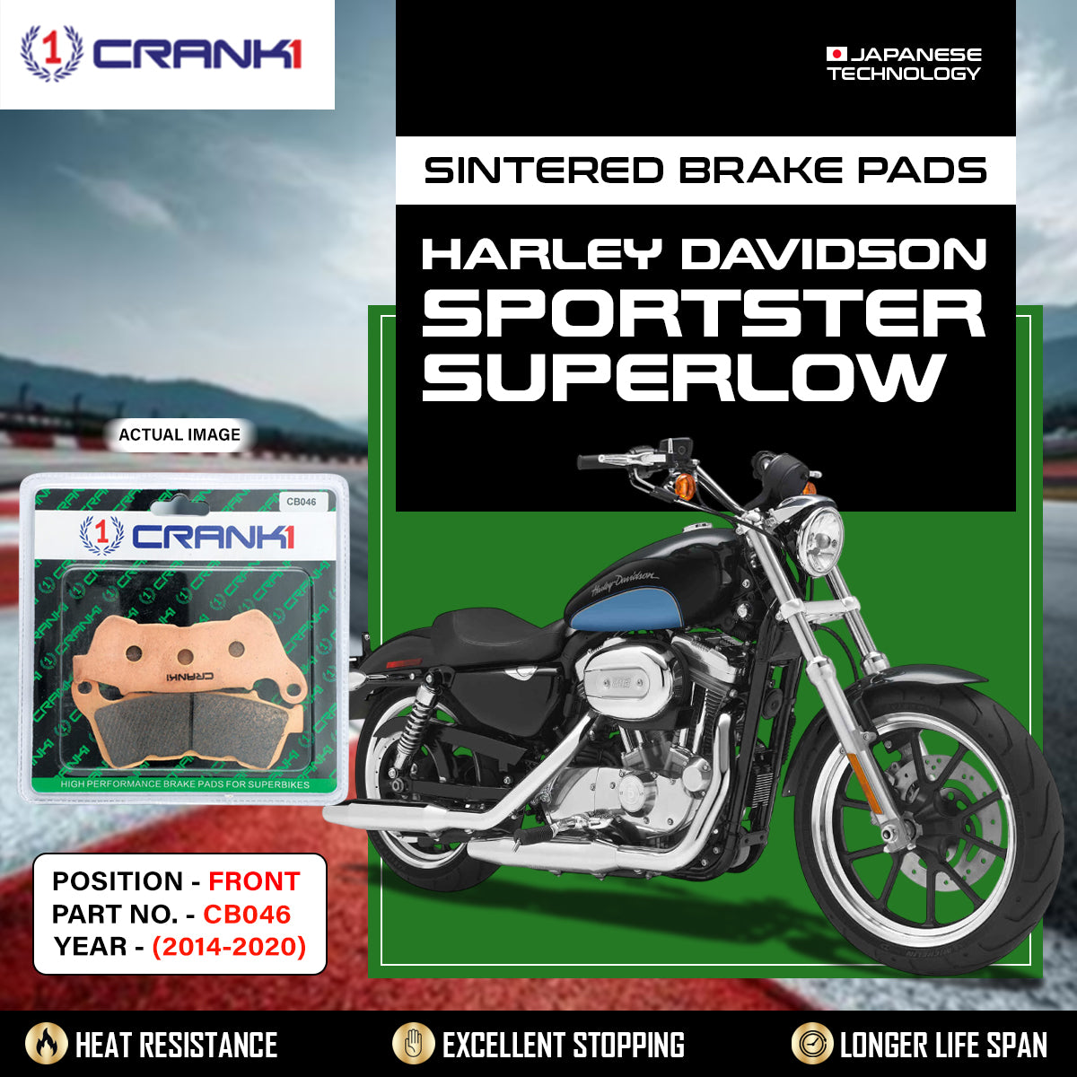 Sintered Brake Pads For Harley Davidson Sportster SuperLow (2014-2020) - Front - CB046