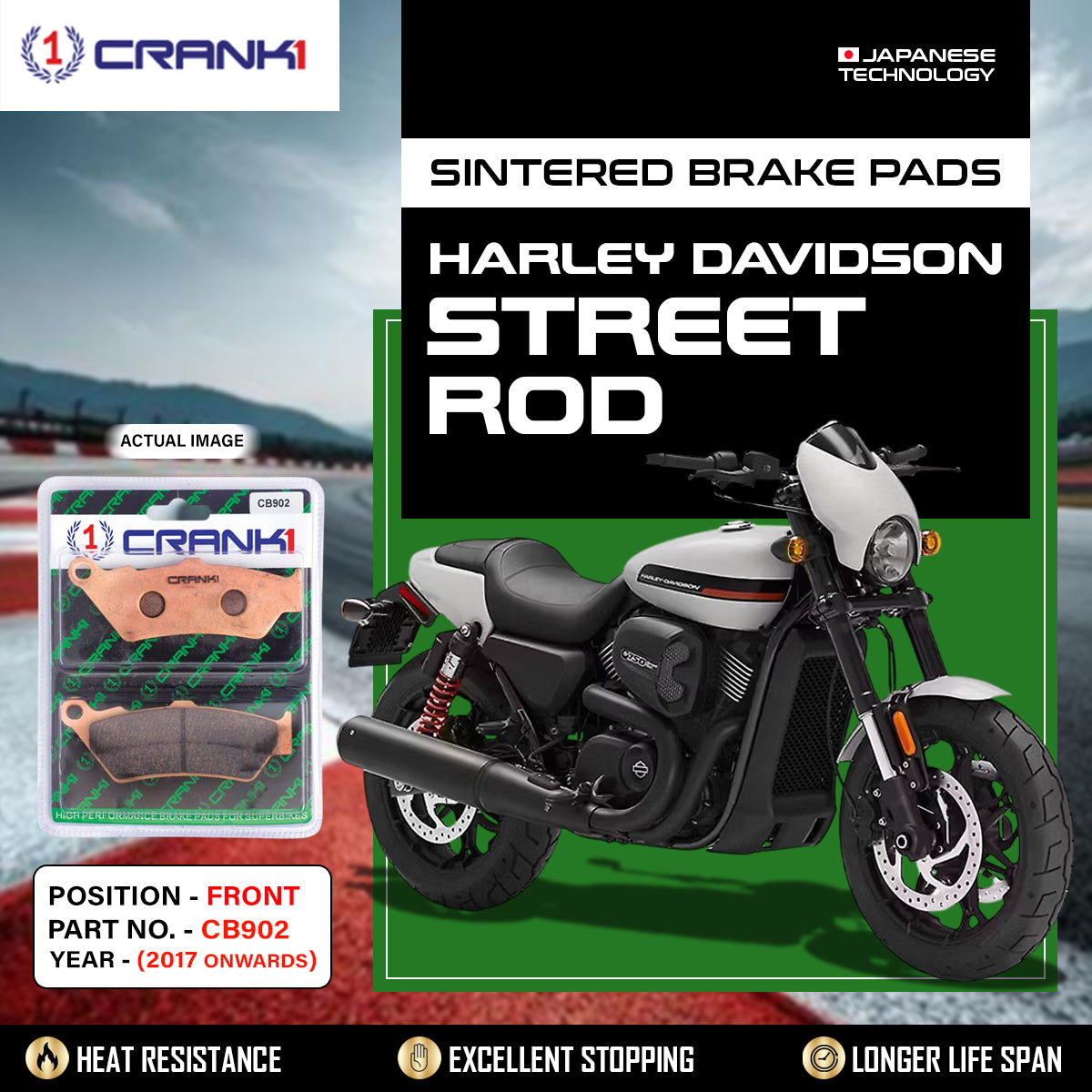 Sintered Brake Pads For Harley Davidson Street Rod (2017 Onwards) - Front - CB902 - 2 Sets