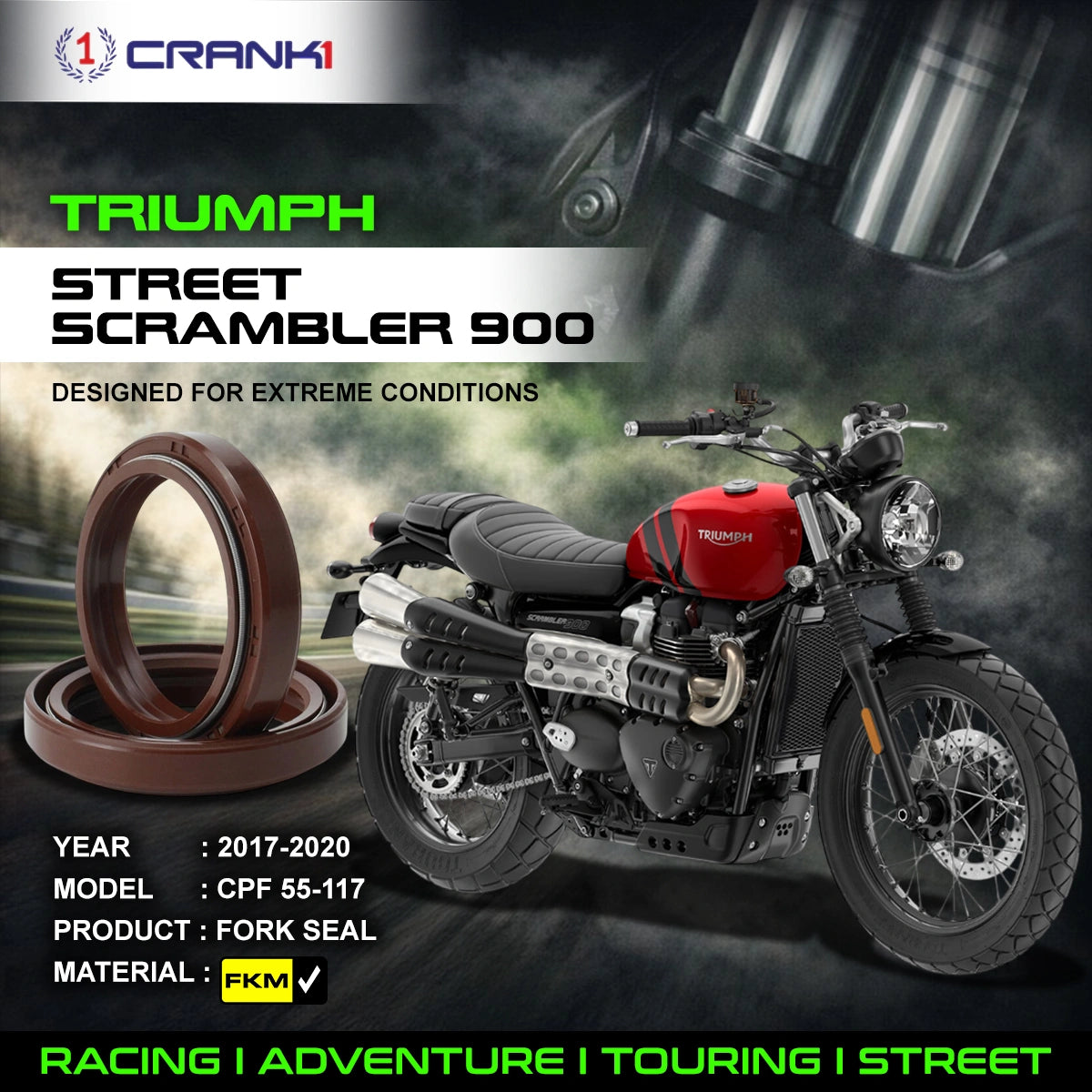 Fork Oil Seals Pair For Triumph Street Scrambler 900 (2017-2020) - CPF55-117