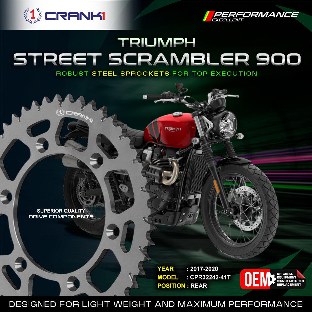 Sprocket For Triumph Street Scrambler 900 (2017-2020) - Rear - CPR32242-41T