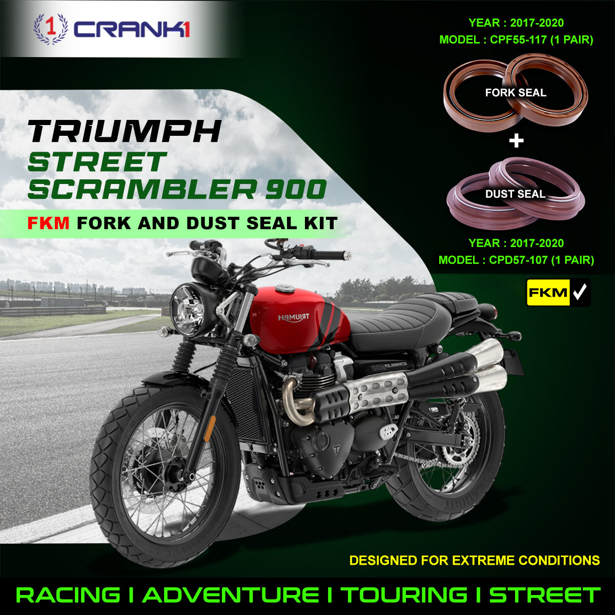 Fork And Dust Seals Kit For Triumph Street Scrambler 900 (2017-2020)