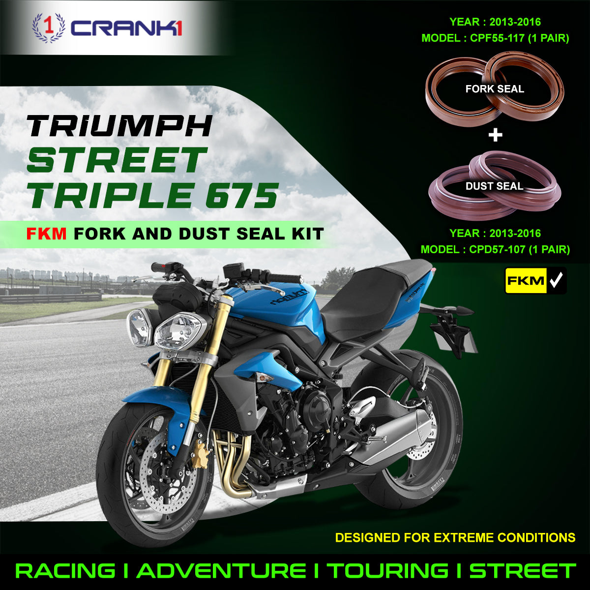 Fork And Dust Seals Kit For Triumph Street Triple 675 (2013-2016)