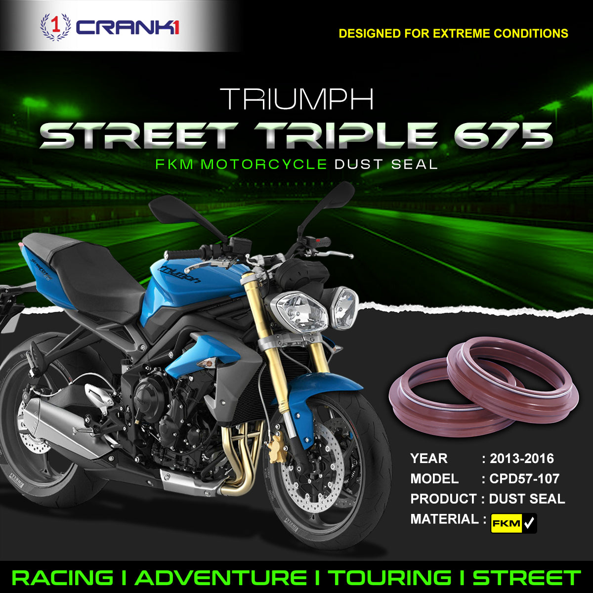 Fork Dust Seals Pair For Triumph Street Triple 675	(2013-2016) - CPD57-107