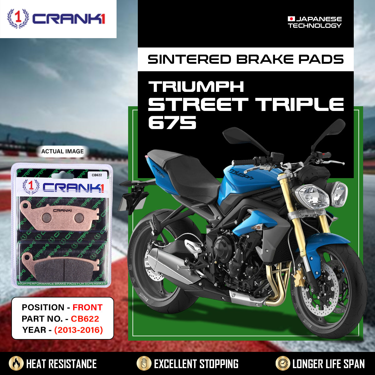 Sintered  Brake Pads For Triumph Street Triple 675 (2013-2016) - Front - CB622 - 2 Sets