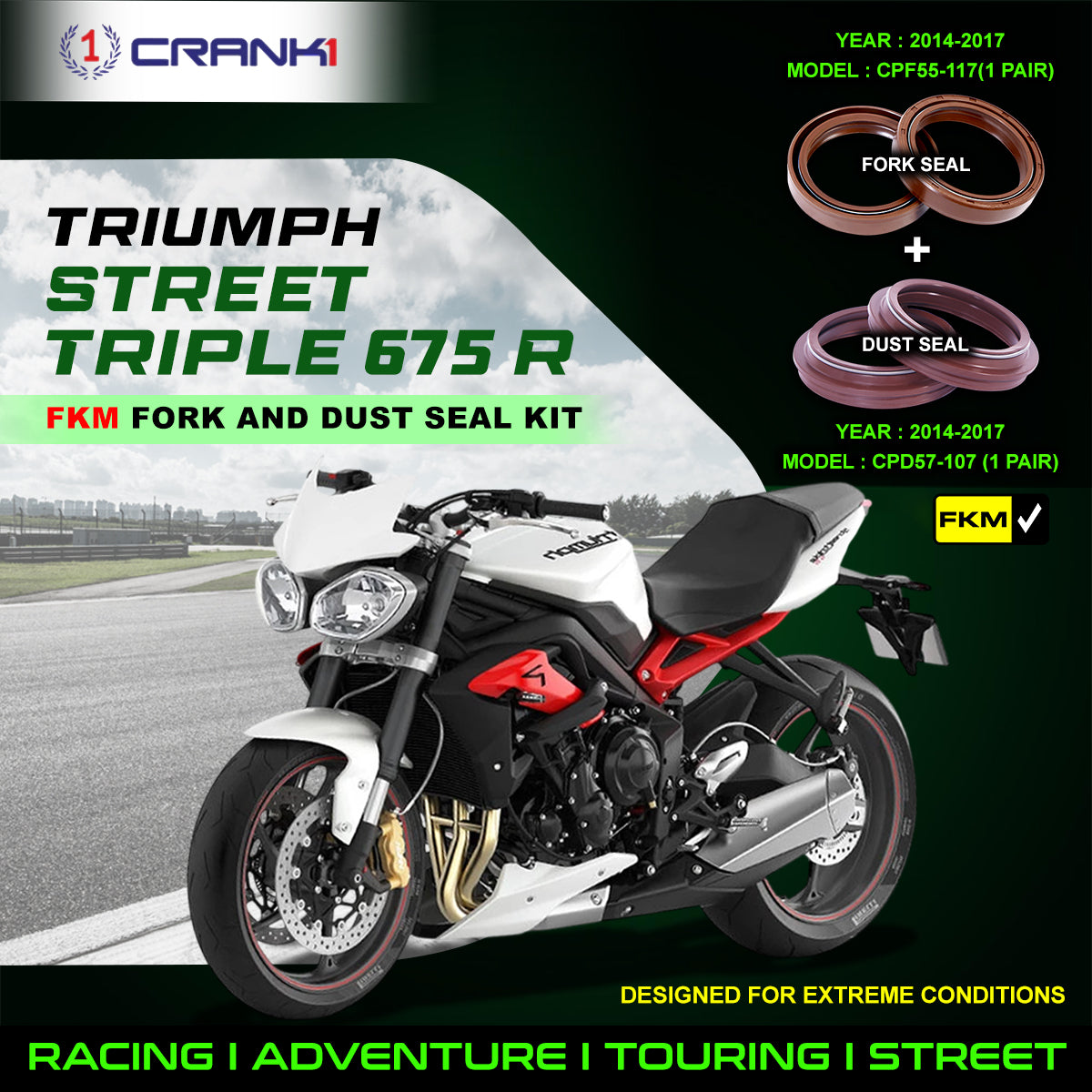 Fork And Dust Seals Kit For Triumph Street Triple 675 R  (2014-2017)
