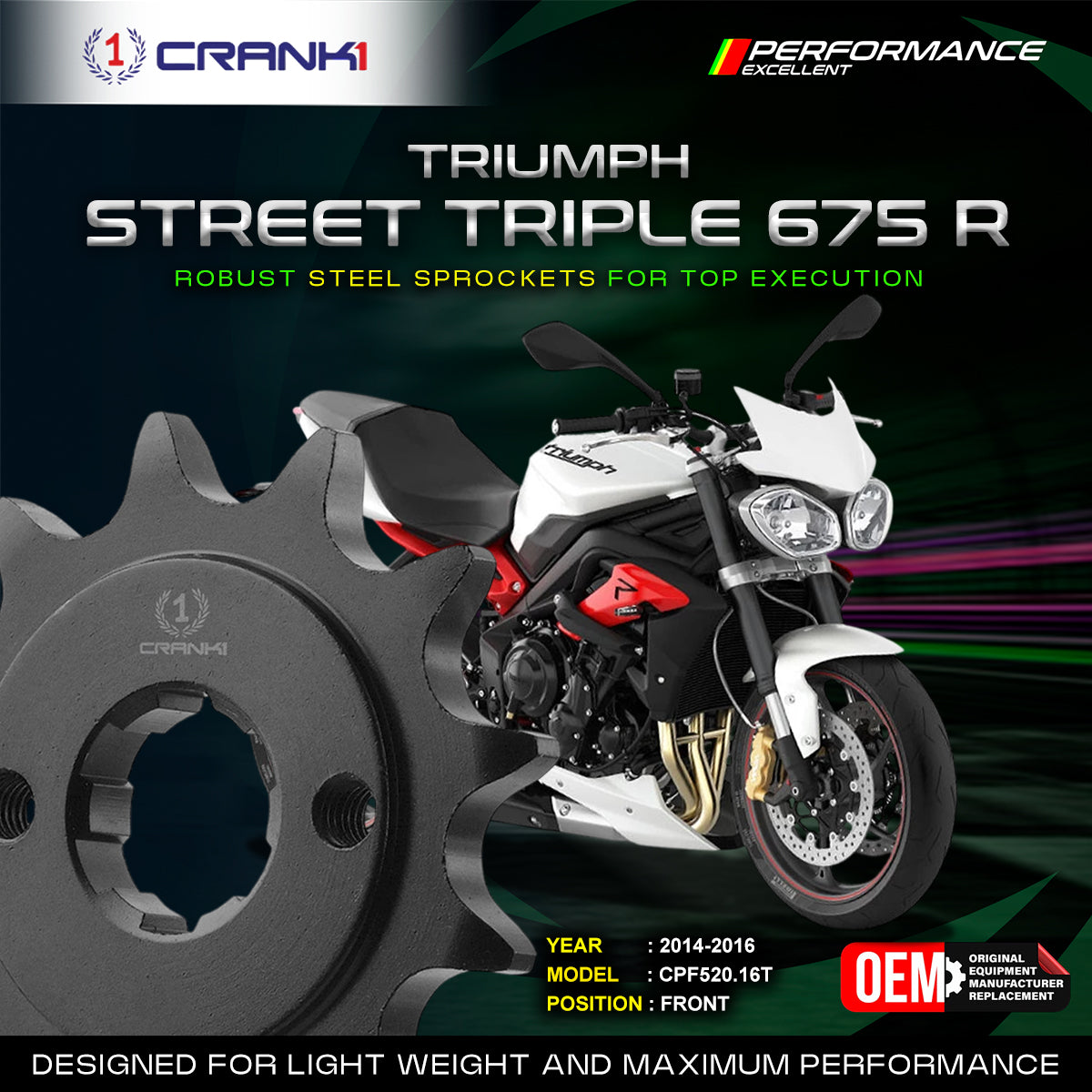 Sprocket For Triumph Street Triple 675 R (2014-2016) - Front - CPF520.16T