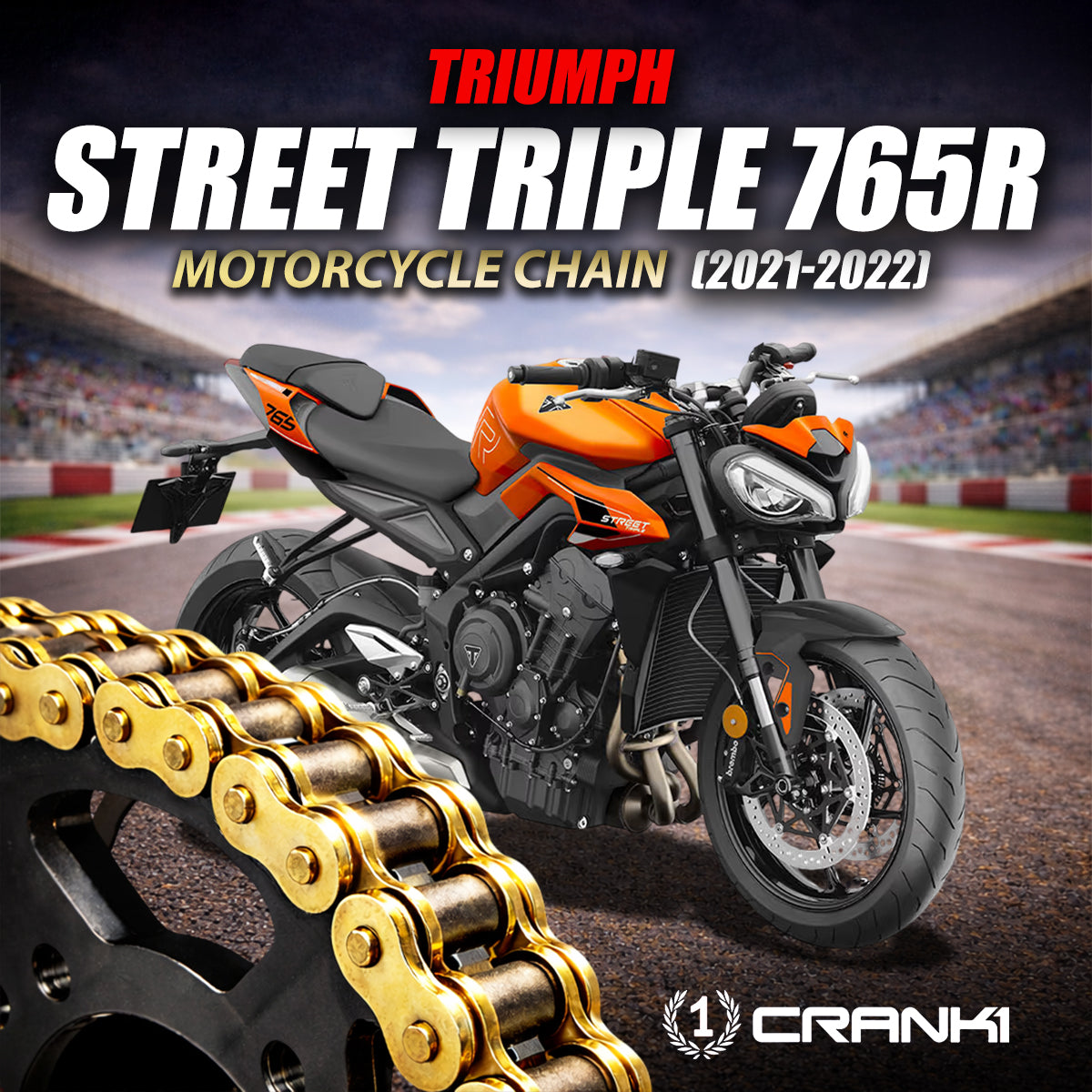 Chain For Triumph Street Triple 765R (2021-2022) - 525 Pitch x 118 Links Gold (ZVMX)
