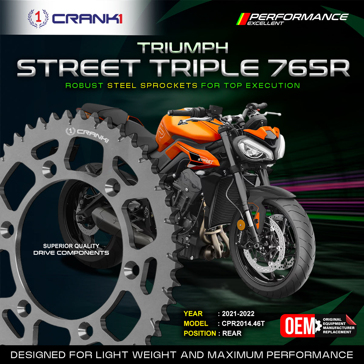Sprocket For Triumph Street Triple 765R (2021-2022) - Rear - CPR2014.46T