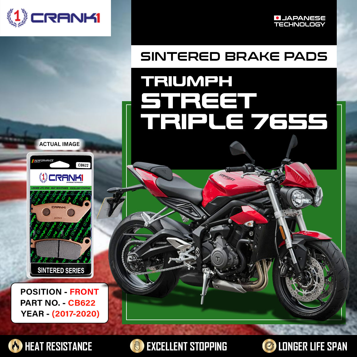 Sintered  Brake Pads For Triumph Street Triple 765S (2017-2020) - Front - CB622 - 2 Sets