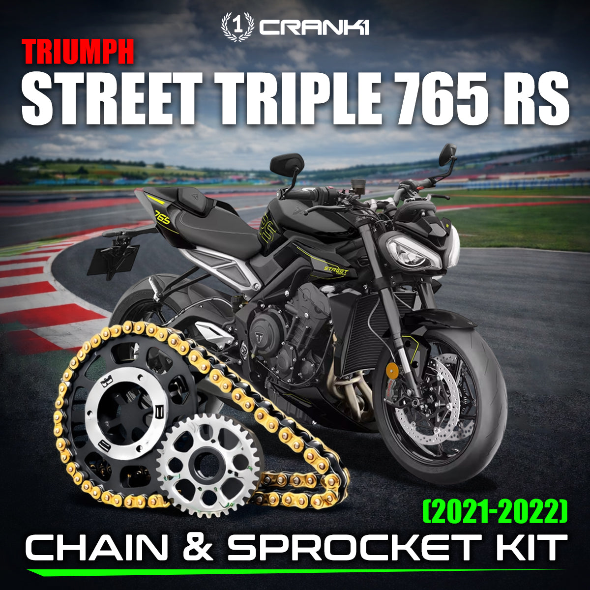Chain And Sprocket Kit For Triumph Street Triple 765 RS (2021-2022) | X-Ring Brass Finish | High Wear Resistance | Durable | Long Lasting