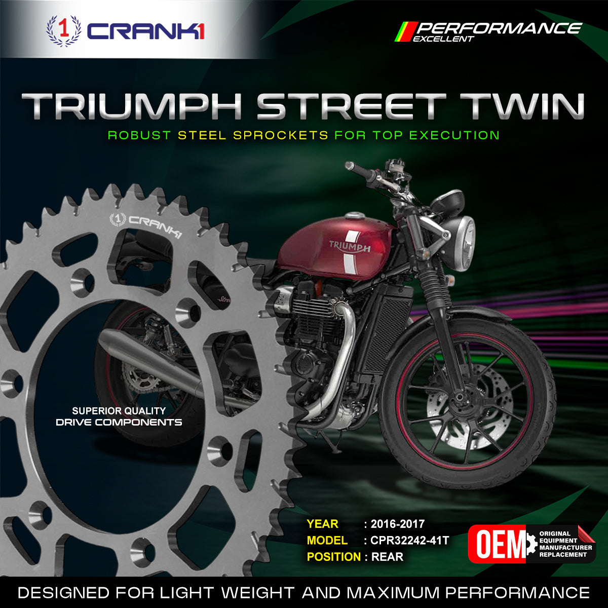 Sprocket For Triumph Street Twin (2016-2017) - Rear - CPR32242-41T