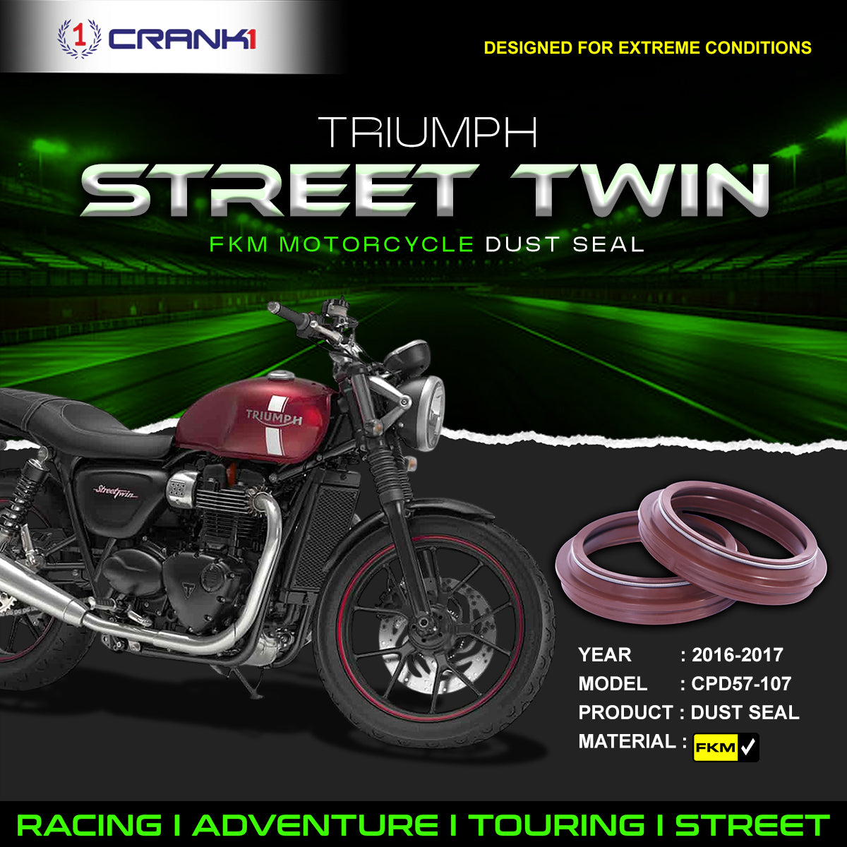 Fork Dust Seals Pair For Triumph Street Twin (2016-2017) - CPD57-107