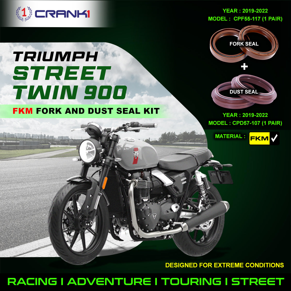 Fork And Dust Seals Kit For Triumph Street Twin 900 (2019-2022)