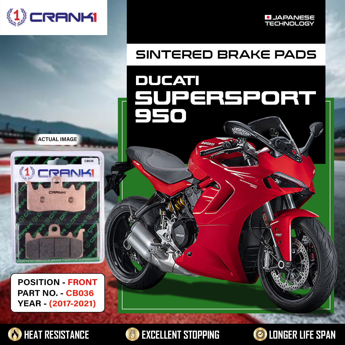 Sintered Brake Pads For Ducati Supersport 950 (2017-2021) - Front - CB036 - 2 Sets