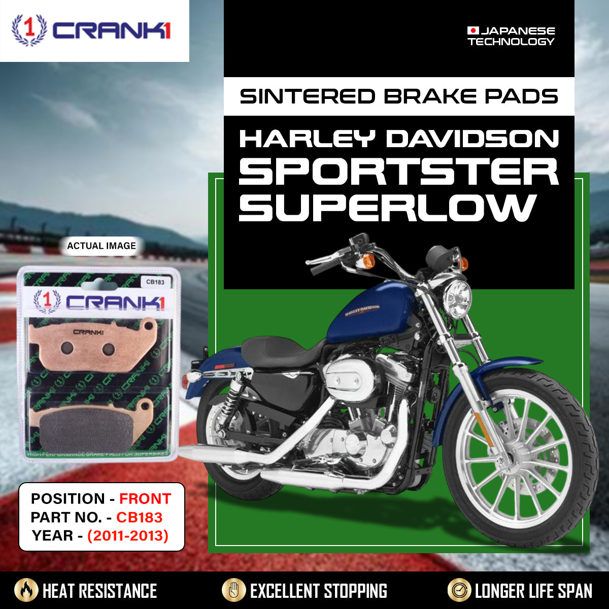 Sintered Brake Pads For Harley Davidson Sportster SuperLow (2011-2013) - Front - CB183