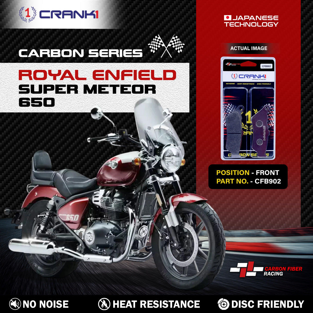 Carbon Brake Pads For Royal Enfield Super Meteor 650 - Front - CFB902