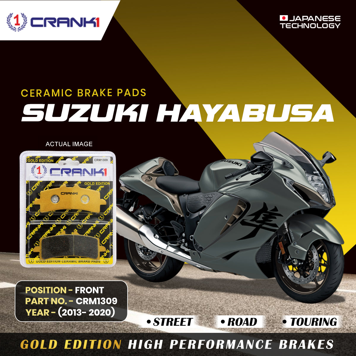 Ceramic Brake Pads For Suzuki Hayabusa (2013-2020) - Front - CRM1309 - 2 Sets