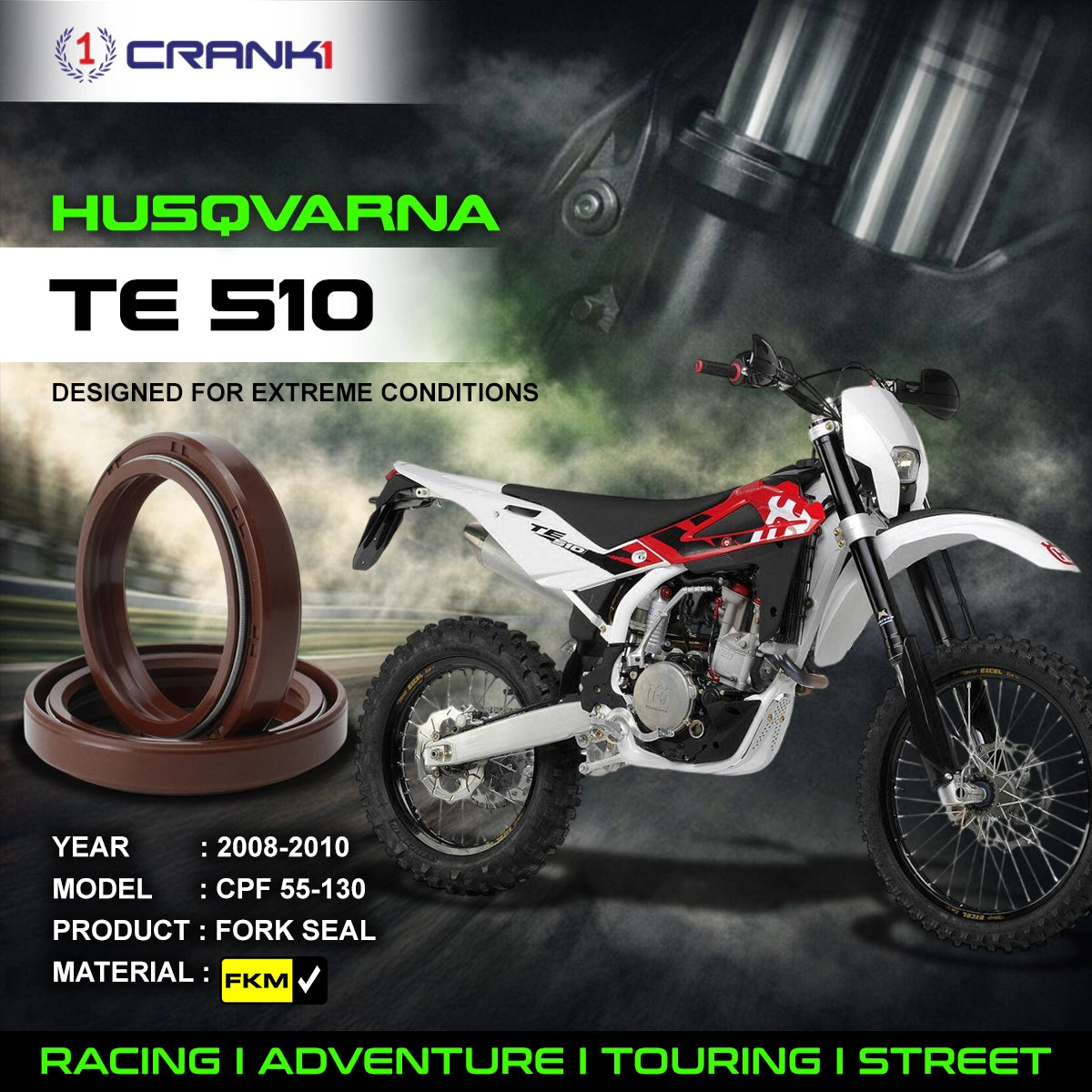 Fork Oil Seals Pair For Husqvarna TE 510 (2008-2010) - CPF55-130