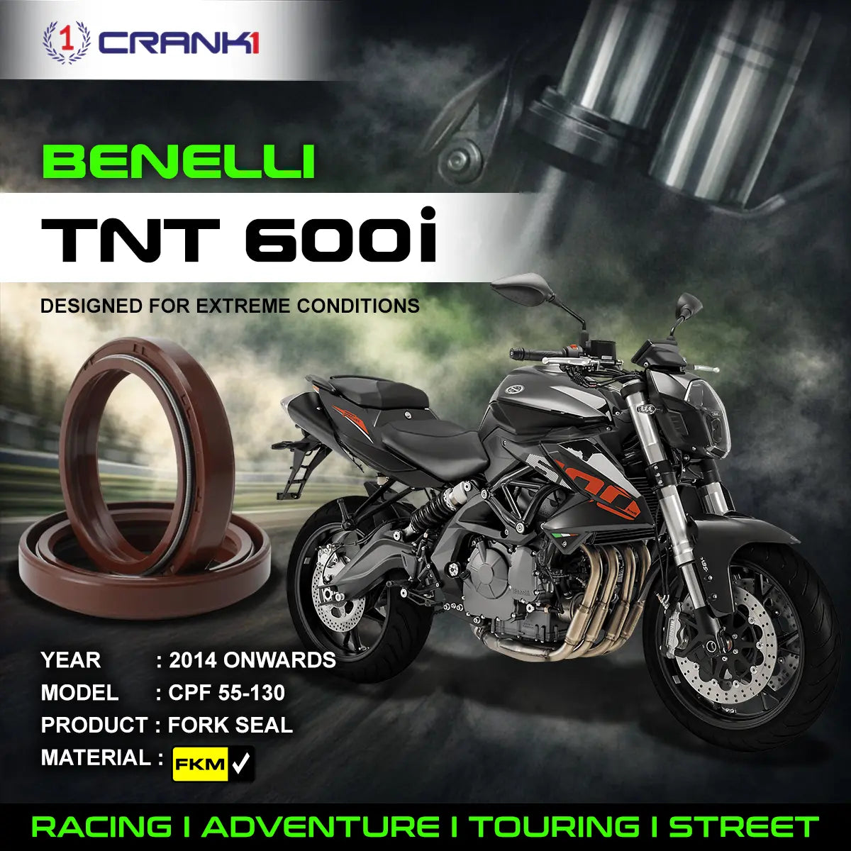 Fork Oil Seals Pair For Benelli TNT 600i (2014 Onwards) - CPF55-130