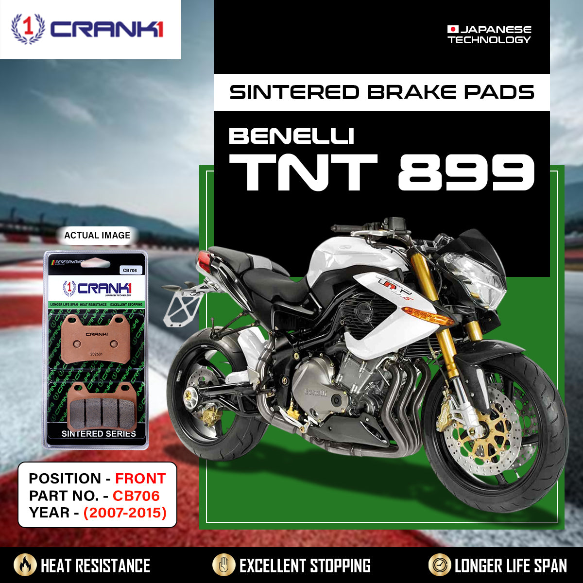 Sintered Brake Pads For Benelli TNT 899 (2007-2015) - Front - CB706 - 2 Sets