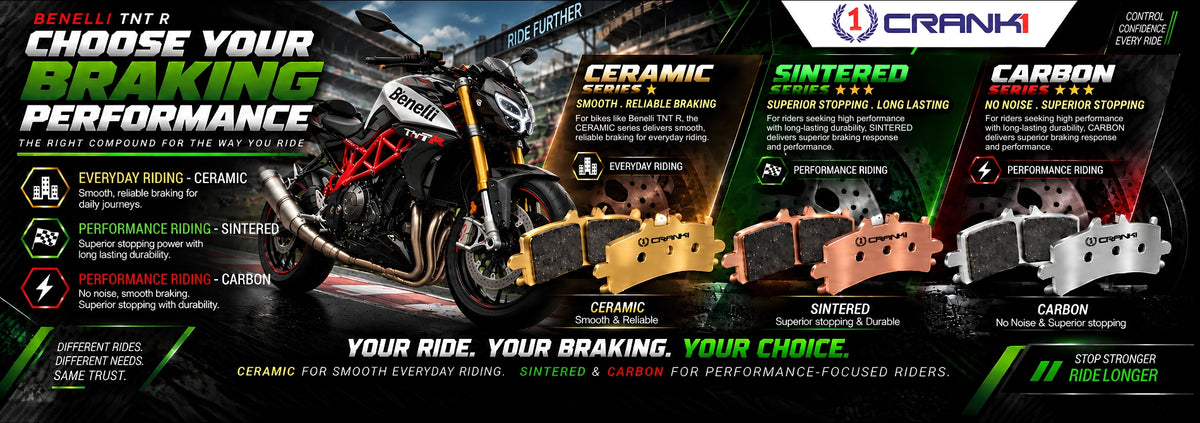 Ceramic Brake Pads For  Benelli TNT R (2013 Onwards) - Front - CRM1309 - 2 Sets | Smooth Braking | Heat Resistant | Long Life | Disc Friendly