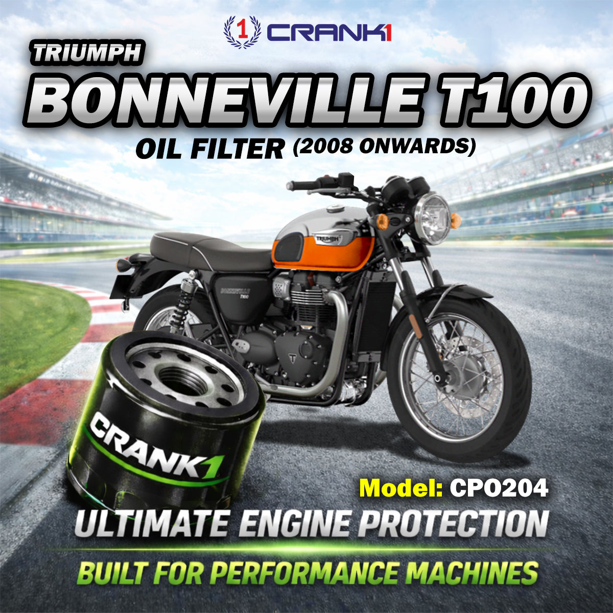 Oil Filter For Triumph Bonneville T100 (2008 Onwards) - CPO204