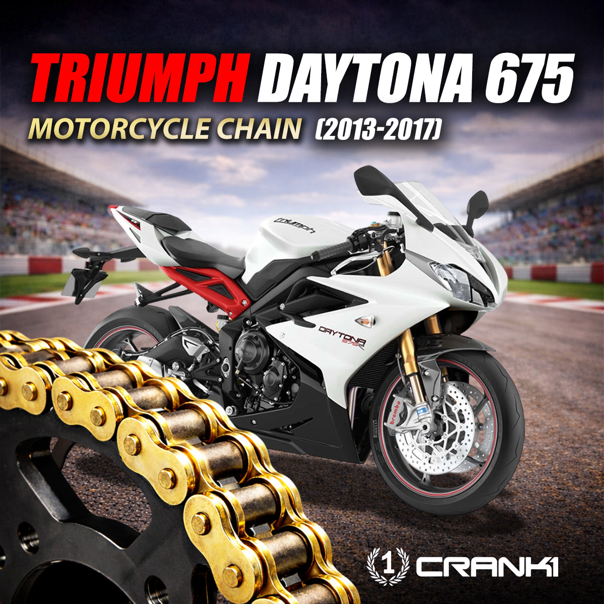 Chain For Triumph Daytona 675 (2013-2017) - 525 Pitch x 116 Links Gold (ZVMX)