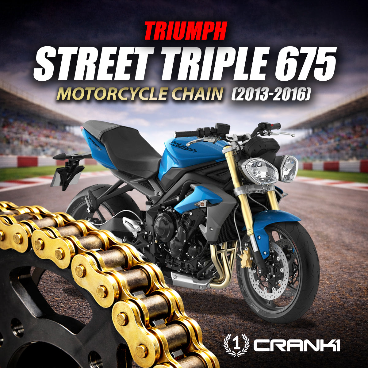 Chain For Triumph Street Triple 675 (2013-2016) - 525 Pitch x 118 Links Gold (ZVMX)