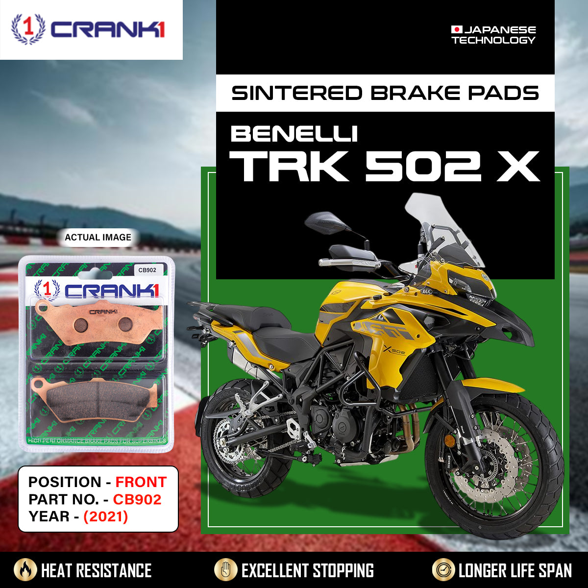 Sintered Brake Pads For Benelli TRK 502 X (2021) - Front - CB902 - 1 Set