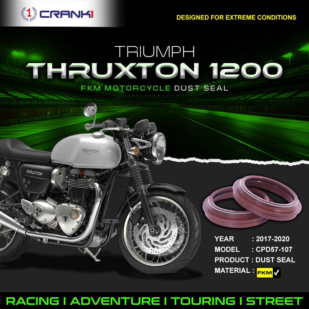 Fork Dust Seals Pair For Triumph Thruxton 1200 (2017-2020) - CPD57-107