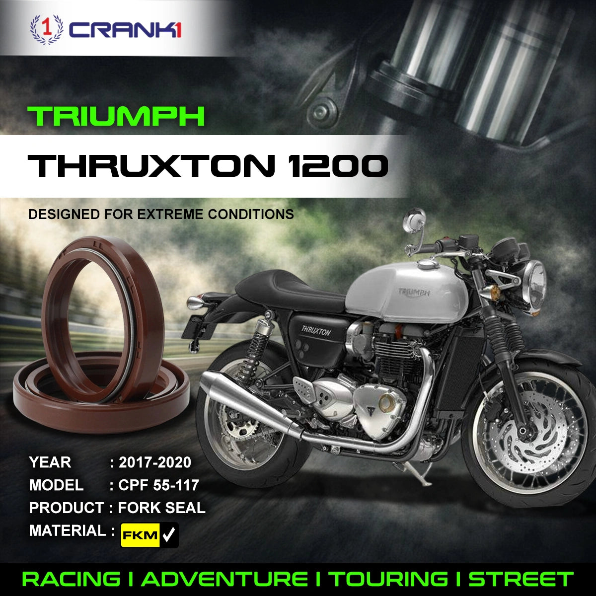 Fork Oil Seals Pair For Triumph Thruxton 1200 (2017-2020) - CPF55-117