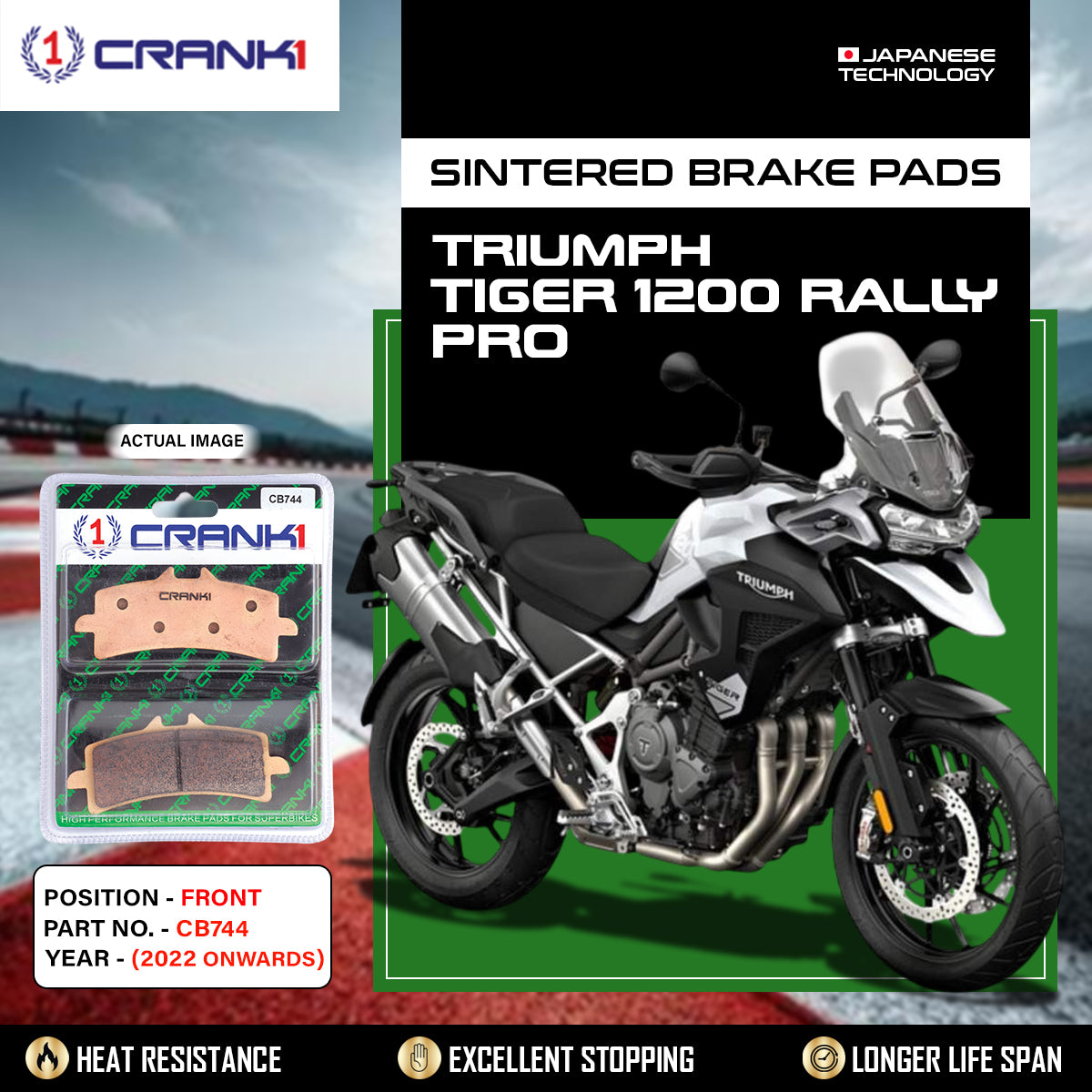 Sintered Brake Pads For Triumph Tiger 1200 Rally Pro (2022 Onwards) - Front - CB744 - 2 Sets