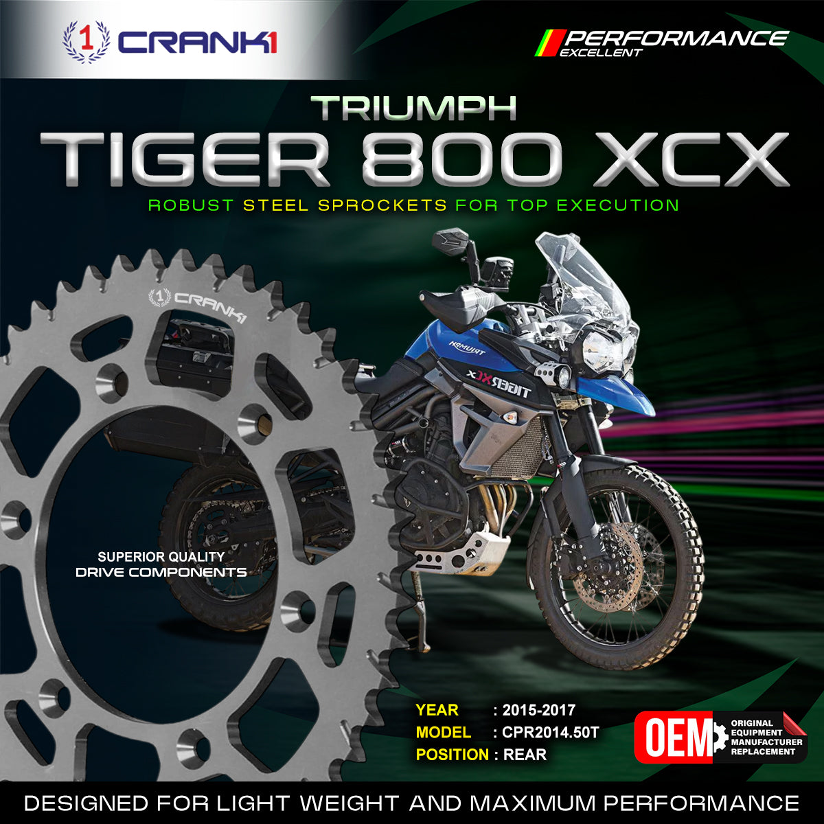 Sprocket For Triumph Tiger 800 XCX (2015-2017) - Rear - CPR2014.50T